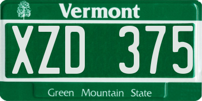 VT license plate XZD375