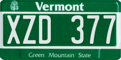 VT license plate XZD377