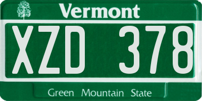 VT license plate XZD378