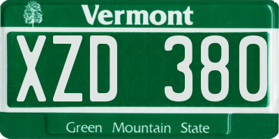 VT license plate XZD380
