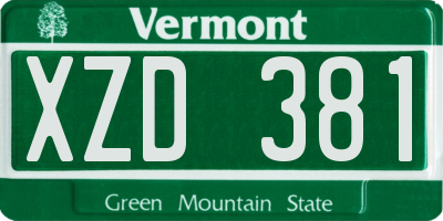 VT license plate XZD381