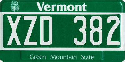 VT license plate XZD382