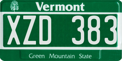 VT license plate XZD383