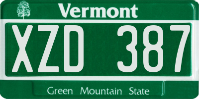 VT license plate XZD387