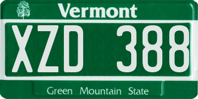 VT license plate XZD388