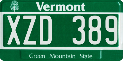 VT license plate XZD389