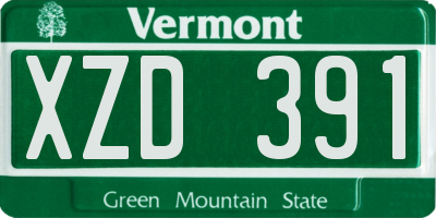 VT license plate XZD391