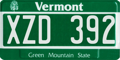 VT license plate XZD392