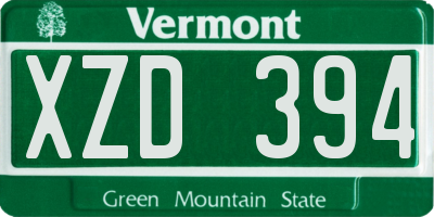 VT license plate XZD394