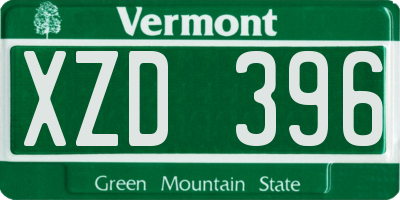 VT license plate XZD396