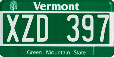 VT license plate XZD397