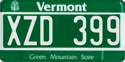 VT license plate XZD399