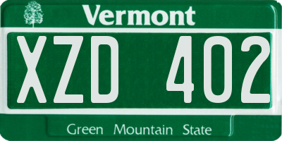 VT license plate XZD402