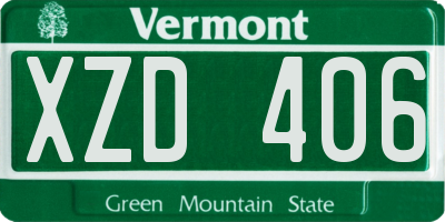 VT license plate XZD406