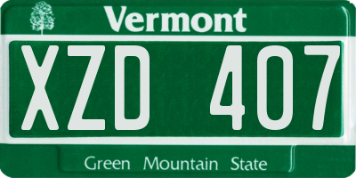 VT license plate XZD407