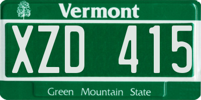 VT license plate XZD415