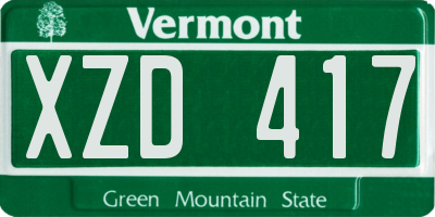 VT license plate XZD417