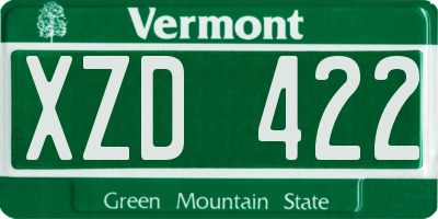 VT license plate XZD422