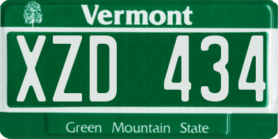 VT license plate XZD434