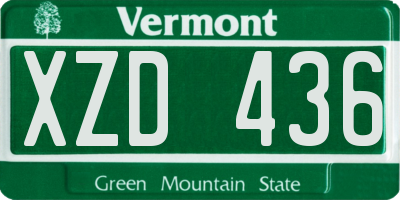 VT license plate XZD436