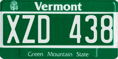 VT license plate XZD438