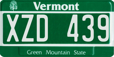 VT license plate XZD439