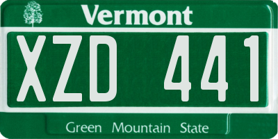 VT license plate XZD441