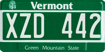 VT license plate XZD442