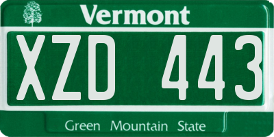 VT license plate XZD443