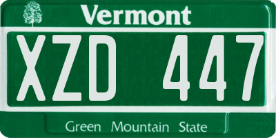 VT license plate XZD447