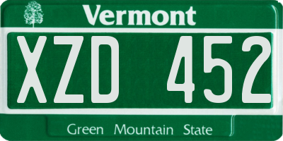 VT license plate XZD452