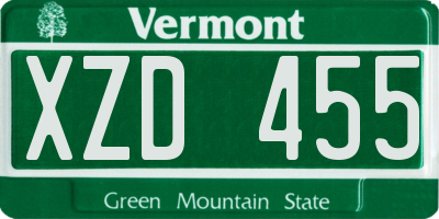 VT license plate XZD455