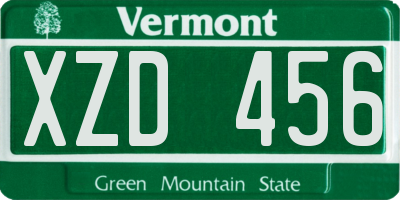 VT license plate XZD456
