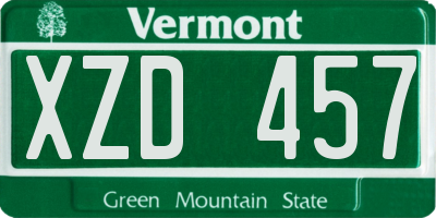VT license plate XZD457