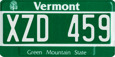 VT license plate XZD459
