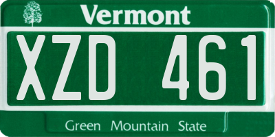 VT license plate XZD461