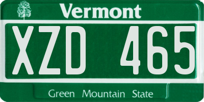 VT license plate XZD465