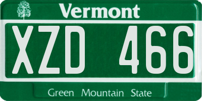 VT license plate XZD466