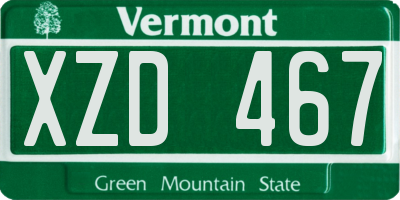 VT license plate XZD467