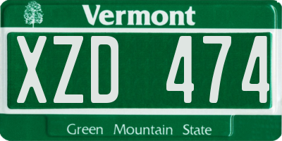 VT license plate XZD474