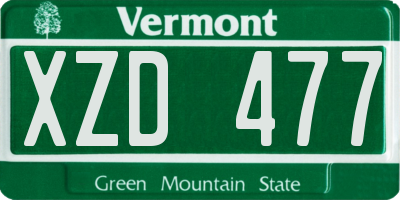 VT license plate XZD477