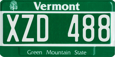 VT license plate XZD488