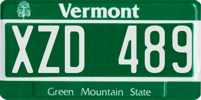 VT license plate XZD489