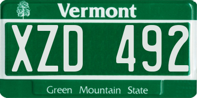VT license plate XZD492