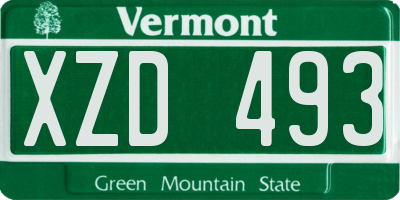 VT license plate XZD493