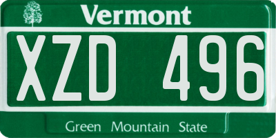 VT license plate XZD496
