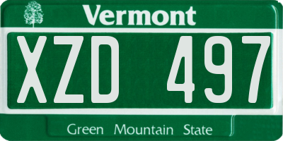 VT license plate XZD497
