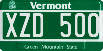 VT license plate XZD500