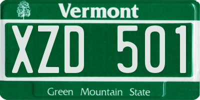 VT license plate XZD501
