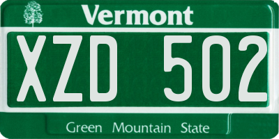 VT license plate XZD502
